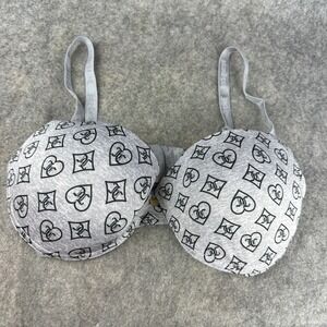 36C Juicy Couture Underwire Padded Women's Bra JC‎ logo Gray Black